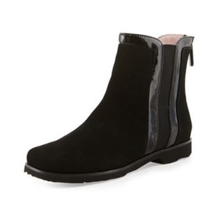 Taryn Rose Jann Suede and Patent Leather Black Ankle Boots